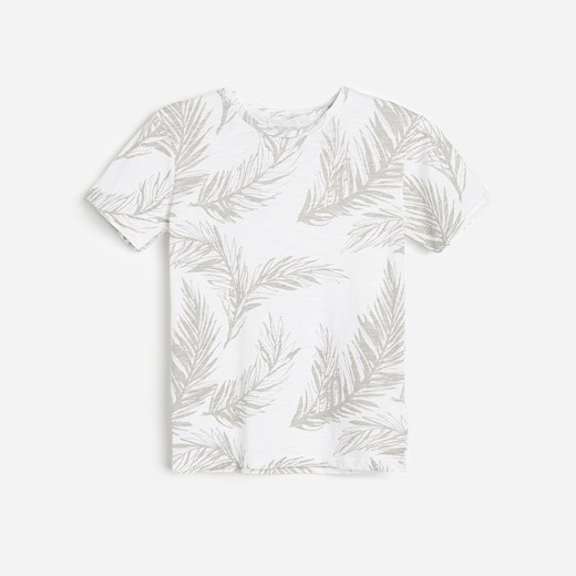 Reserved - T-shirt z tropikalnym motywem - Biały Reserved 128 Reserved