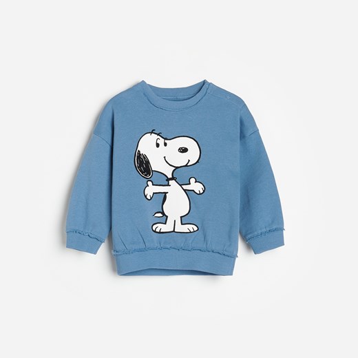Reserved - Bluza z bawełny organicznej Snoopy - Niebieski Reserved 62 wyprzedaż Reserved