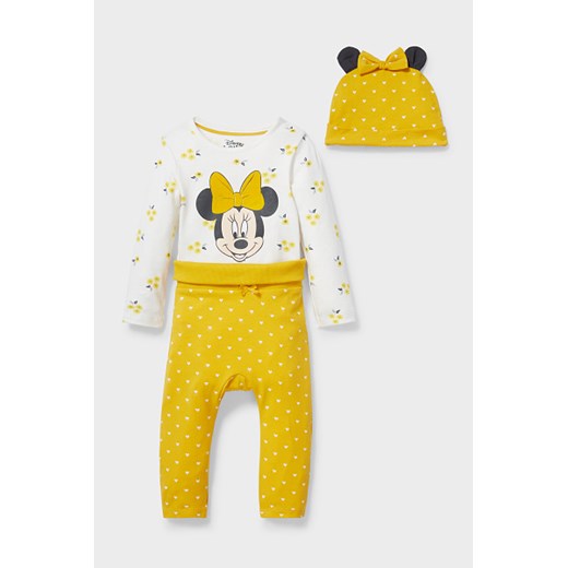 C&A Myszka Minnie-strój niemowlęcy-bawełna bio-3 części, żółty, Rozmiar: 56 68 okazyjna cena C&A