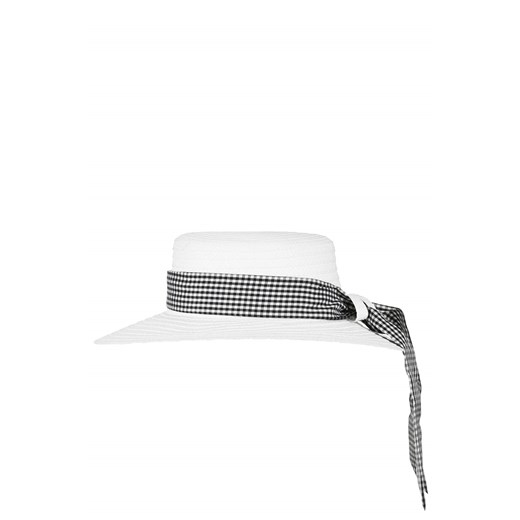 Straw Gingham Boater Hat topshop szary 