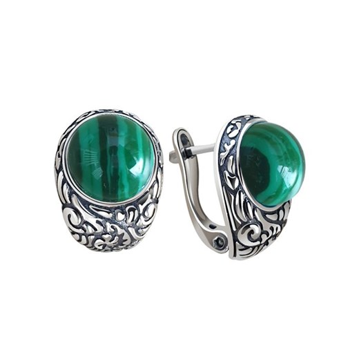 Srebrne kolczyki K3 2080 Malachit Polcarat Design Polcarat Design