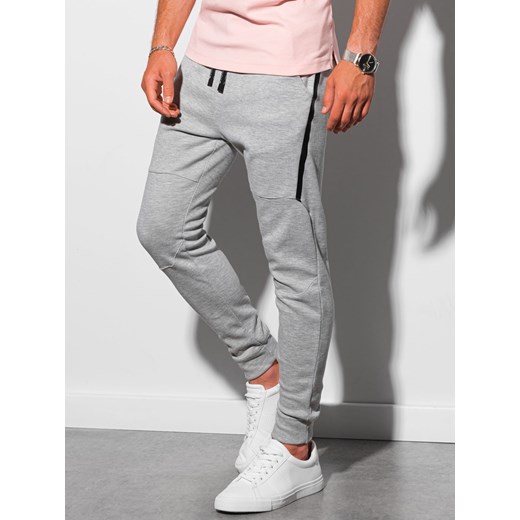 Spodnie męskie dresowe joggery P961 - szare melanż XL ombre