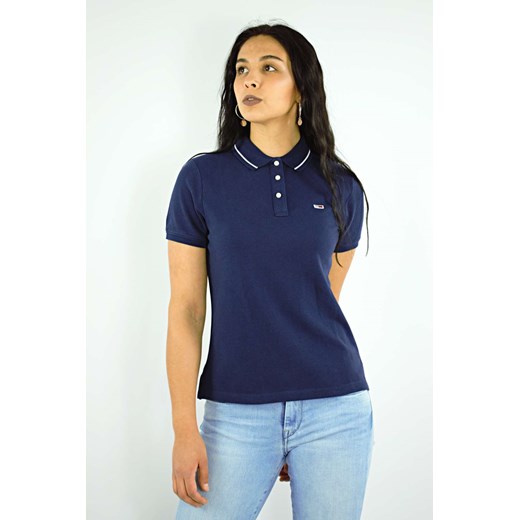koszulka polo damska tommy jeans dw0dw05933 granatowa ze sklepu Royal Shop w kategorii Bluzki damskie - zdjęcie 117542431