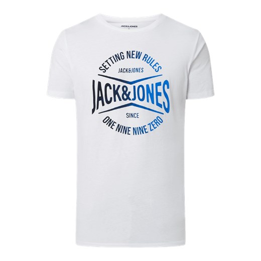 T-shirt z flokowanym nadrukiem model ‘Nick’ Jack & Jones XL Peek&Cloppenburg 