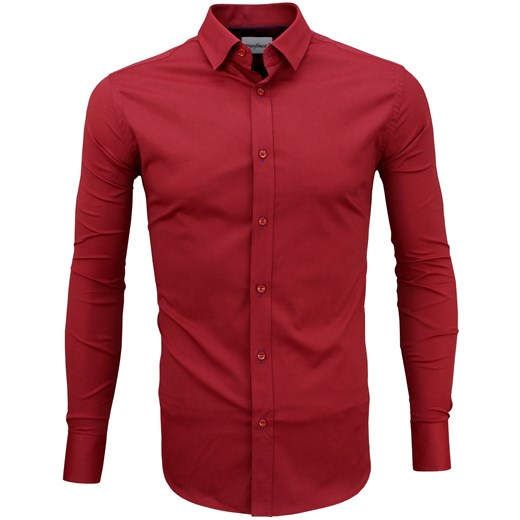 Koszula męska ruda, rdzawa bordo model 635 Megafinest M www.megakoszule.pl