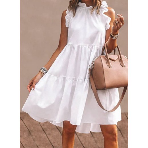 Sandbella sukienka na spacer biała mini oversize bez rękawów 
