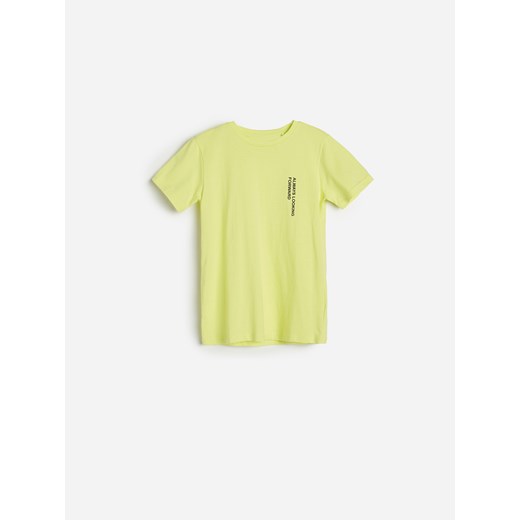 Reserved - Bawełniany t-shirt z napisem - Zielony Reserved 158 Reserved