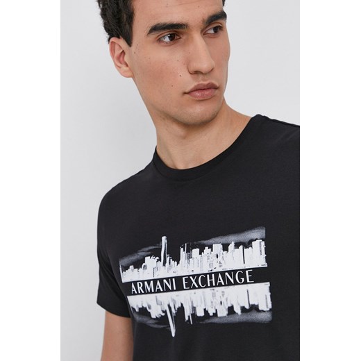 T-shirt męski Armani Exchange dzianinowy z napisami 
