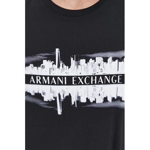 T-shirt męski Armani Exchange z krótkim rękawem dzianinowy z napisami 