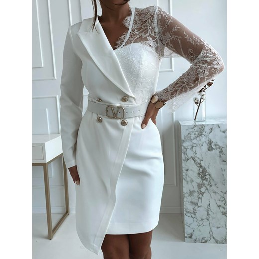 Sukienka garniturowa z koronką biała Versada 38 Versada