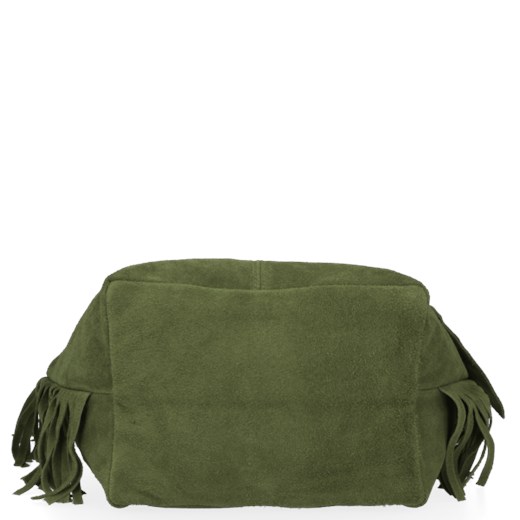 Włoska Torebka Skórzana Shopper Bag z Frędzlami renomowanej firmy Vittoria Gotti Zielona (kolory) Vittoria Gotti promocyjna cena PaniTorbalska