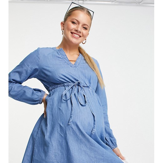 Mamalicious – Jeansowa sukienka koszulowa w kolorze niebieskim M promocja Asos Poland
