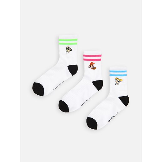 Cropp - 3 pack skarpetek - biały ze sklepu Cropp w kategorii Skarpetki damskie - zdjęcie 117811750