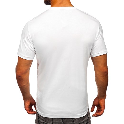 Biały t-shirt męski z nadrukiem Bolf 192347 2XL okazyjna cena Denley