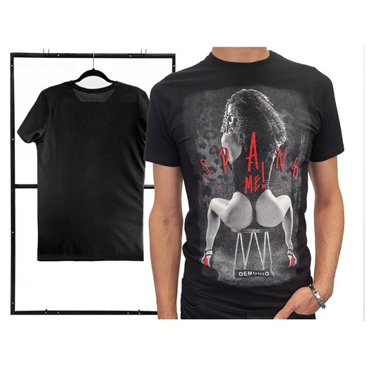 Czarny t-shirt dla mężczyzn z erotic nadruk Demoniq Ts S wyprzedaż Kokietki