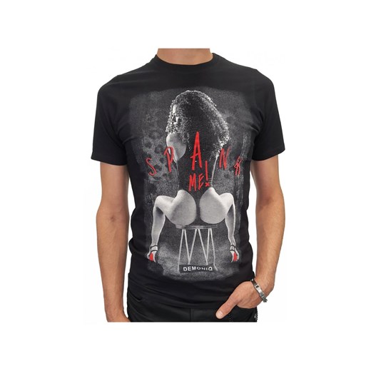 Czarny t-shirt dla mężczyzn z erotic nadruk Demoniq Ts S wyprzedaż Kokietki