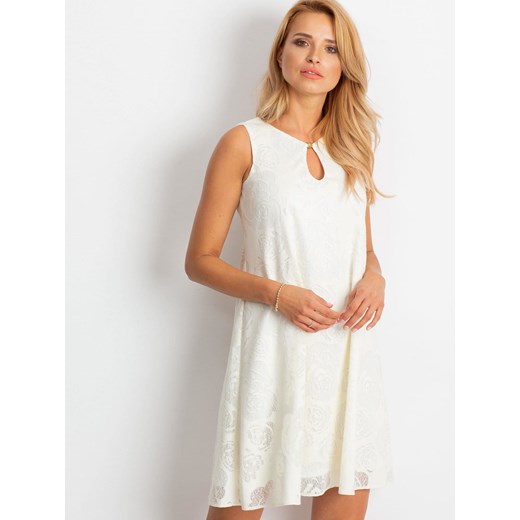 Sukienka Factory Price biała z okrągłym dekoltem mini 