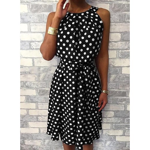 Sukienka Arilook na wesele letnia w grochy casual