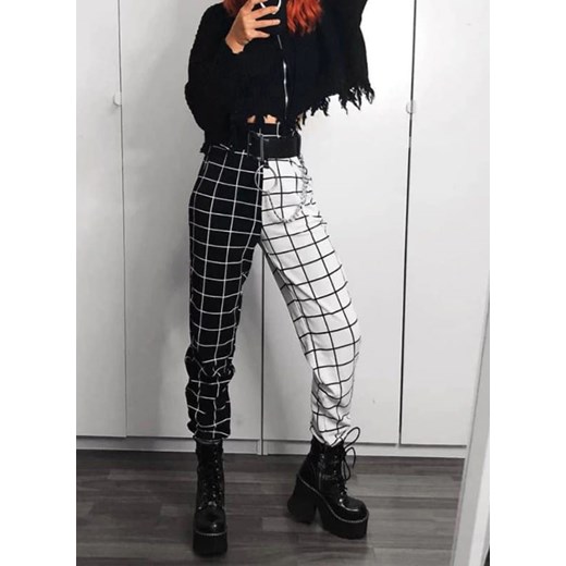 Spodnie o prostym kroju w kolorowe kontrastowe wzory Arilook S Arilook