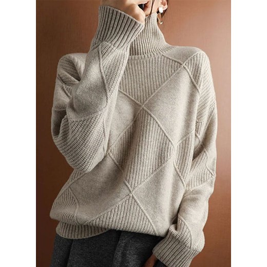 Dzianinowy sweter oversize z wysokim dekoltem i długim rękawem Arilook M Arilook
