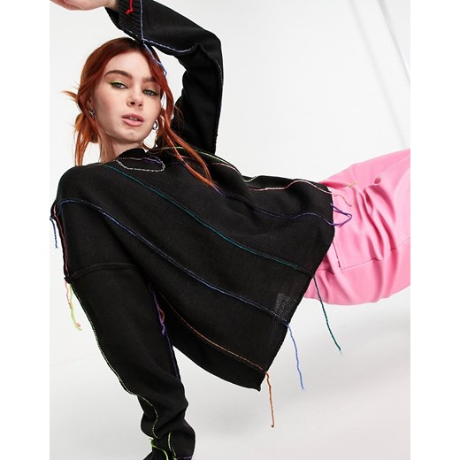 The Ragged Priest – Luźny sweter z neonowymi detalami-Black The Ragged Priest S Asos Poland