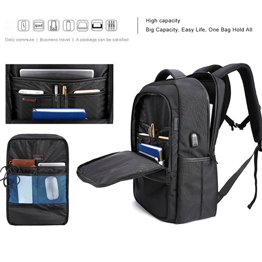 Plecak Arctic Hunter na laptopa 17,3" B00120 z USB Kolor: szary inBag.pl