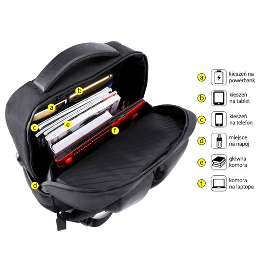Plecak Arctic Hunter na laptopa 17,3" B00120 z USB Kolor: szary inBag.pl