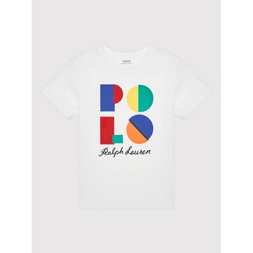 T-shirt chłopięce Polo Ralph Lauren z krótkim rękawem biały w nadruki 