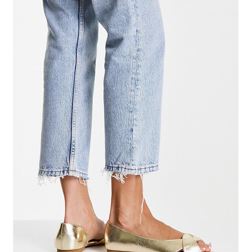 ASOS DESIGN Wide Fit – Vale – Złote balerinki z odkrytymi palcami-Złoty 43 Asos Poland
