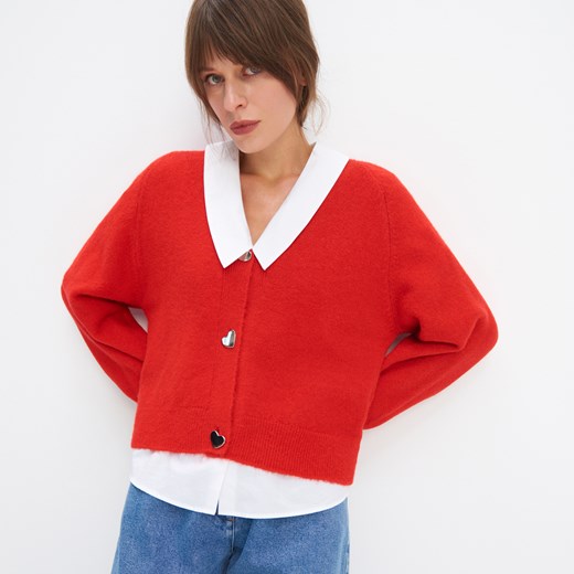 Mohito - Sweter z ozdobnymi guzikami - Czerwony Mohito L promocja Mohito