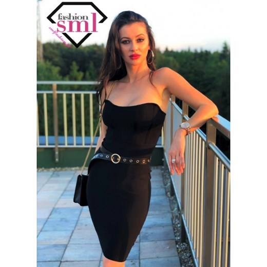 Matilda seksowna czarna bandażowa sukienka bodycon - sukienka bandażowa czarna, rozmiar - s, kolor - czarny Smlfashion.pl S www.smlfashion.pl