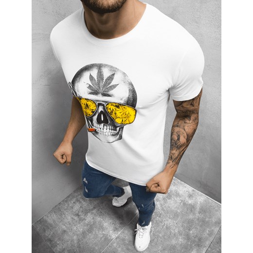 T-Shirt męski z nadrukiem biały OZONEE O/1192 ze sklepu ozonee.pl w kategorii T-shirty męskie - zdjęcie 118188071
