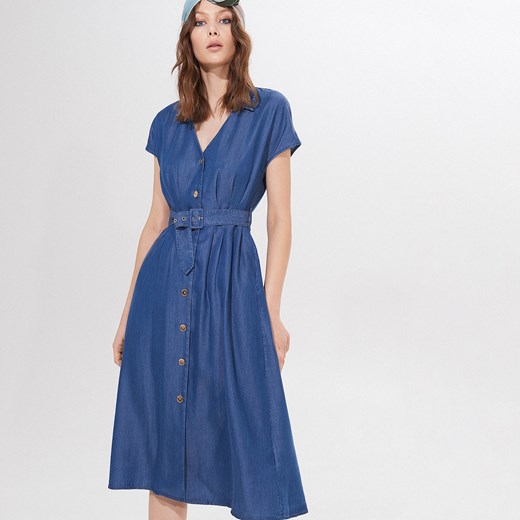 Mohito - Sukienka z lyocellu Eco Aware - Niebieski Mohito 38 okazyjna cena Mohito