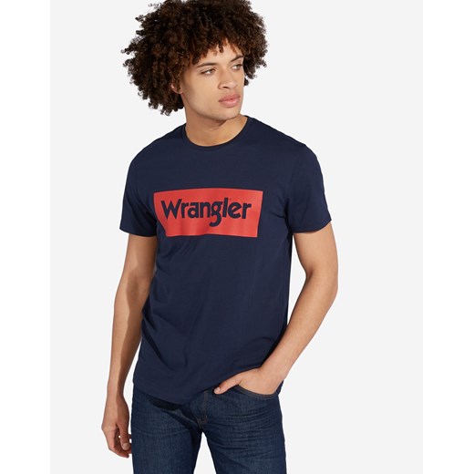 T-shirt Męski Wrangler SS Logo Tee Navy W742FK114 Wrangler S wyprzedaż Elwix