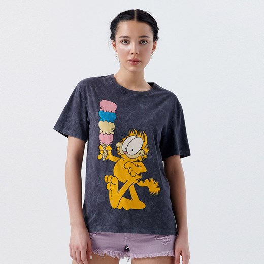 Cropp - Koszulka  z efektem sprania Garfield - Szary Cropp S wyprzedaż Cropp