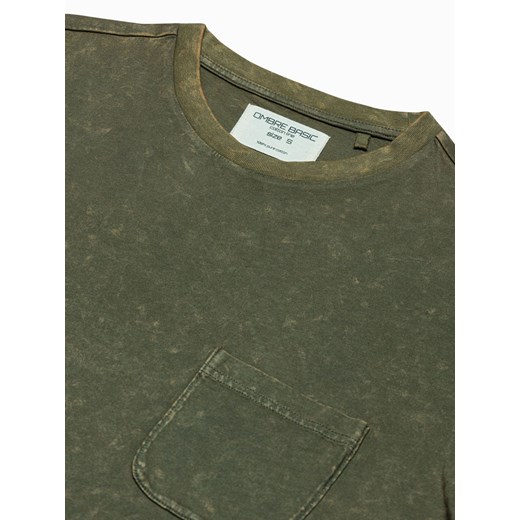 T-shirt męski bawełniany S1375 - khaki XL ombre