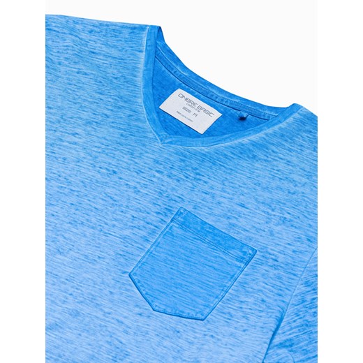 T-shirt męski bawełniany S1388 - niebieski M ombre