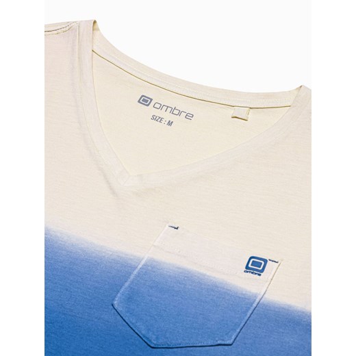T-shirt męski bawełniany S1380 - ciemnoniebieski S ombre