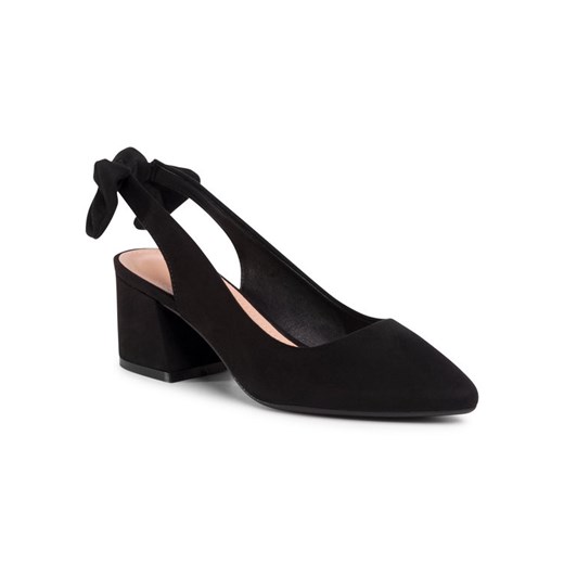 Sandały damskie DeeZee z klamrą zamszowe czarne na obcasie eleganckie 