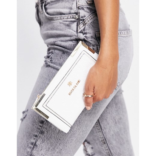 River Island – Biała składana portmonetka z lakierowanego materiału z wytłoczonym monogramem-Biały River Island No Size Asos Poland