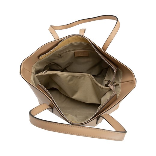 Skórzana torebka "Parma" w kolorze beżowym - 40 x 27 x 14 cm Mia Tomazzi onesize promocyjna cena Limango Polska
