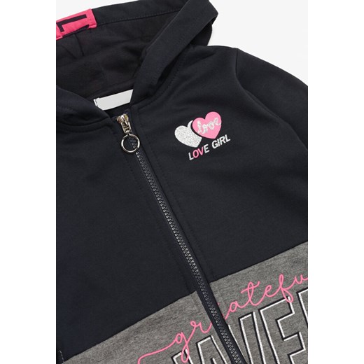 Granatowa bluza dziewczęca Born2be z napisami