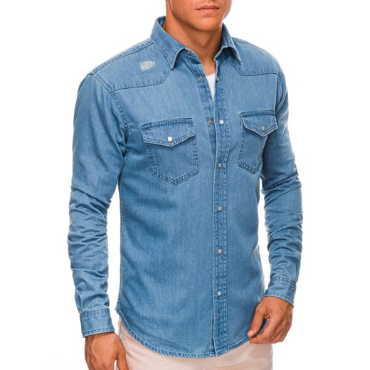 Koszula męska z długim rękawem 585K - niebieska Edoti.com XL Edoti.com