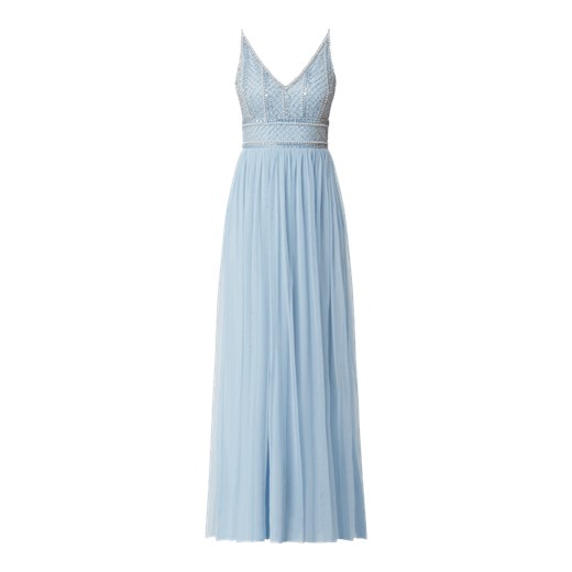 Sukienka wieczorowa z tiulu z ozdobnymi perełkami model ‘Melani’ Lace & Beads XXS Peek&Cloppenburg 