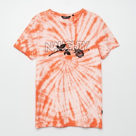 Cropp - Bawełniany t-shirt z efektem tie dye - Czerwony Cropp XL promocja Cropp