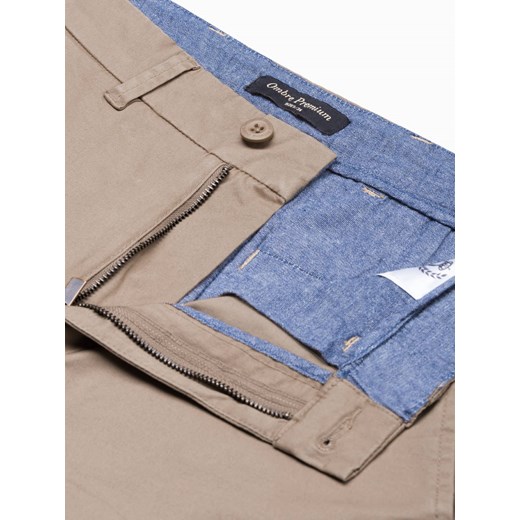 Spodnie męskie chino P894 - beżowe XXL wyprzedaż ombre