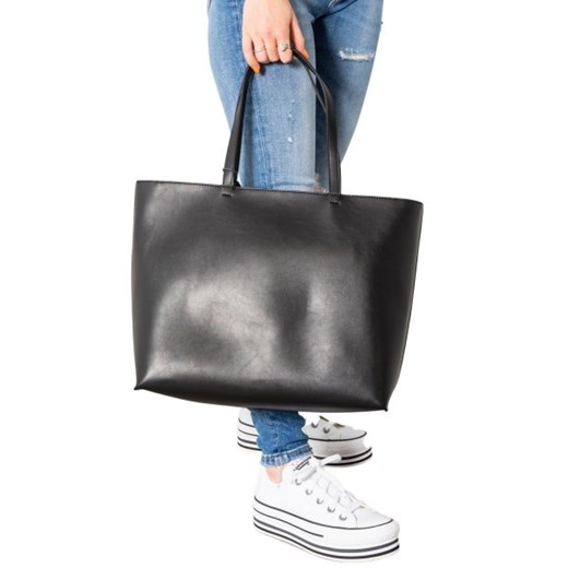 Shopper bag Tommy Hilfiger na ramię elegancka mieszcząca a6 matowa 