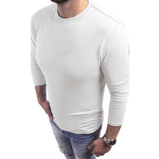 Bluza męska bez kaptura  JL1 - biała ze sklepu Risardi w kategorii Bluzy męskie - zdjęcie 118604653