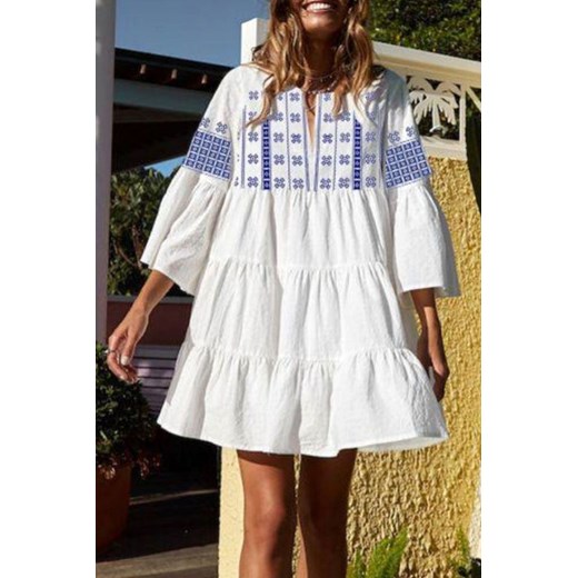 Sukienka wielokolorowa IVET oversize mini z długimi rękawami 