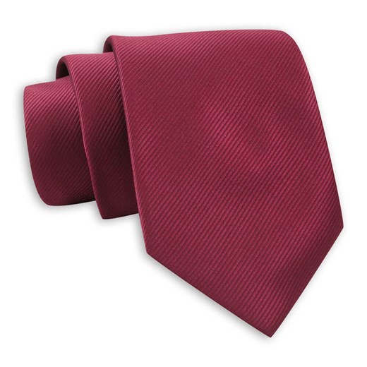 Klasyczny Krawat Bordowy w Delikatne Prążki, Jednokolorowy, Męski, 7cm -Angelo di Monti KRADM1848 ze sklepu JegoSzafa.pl w kategorii Krawaty - zdjęcie 118731333
